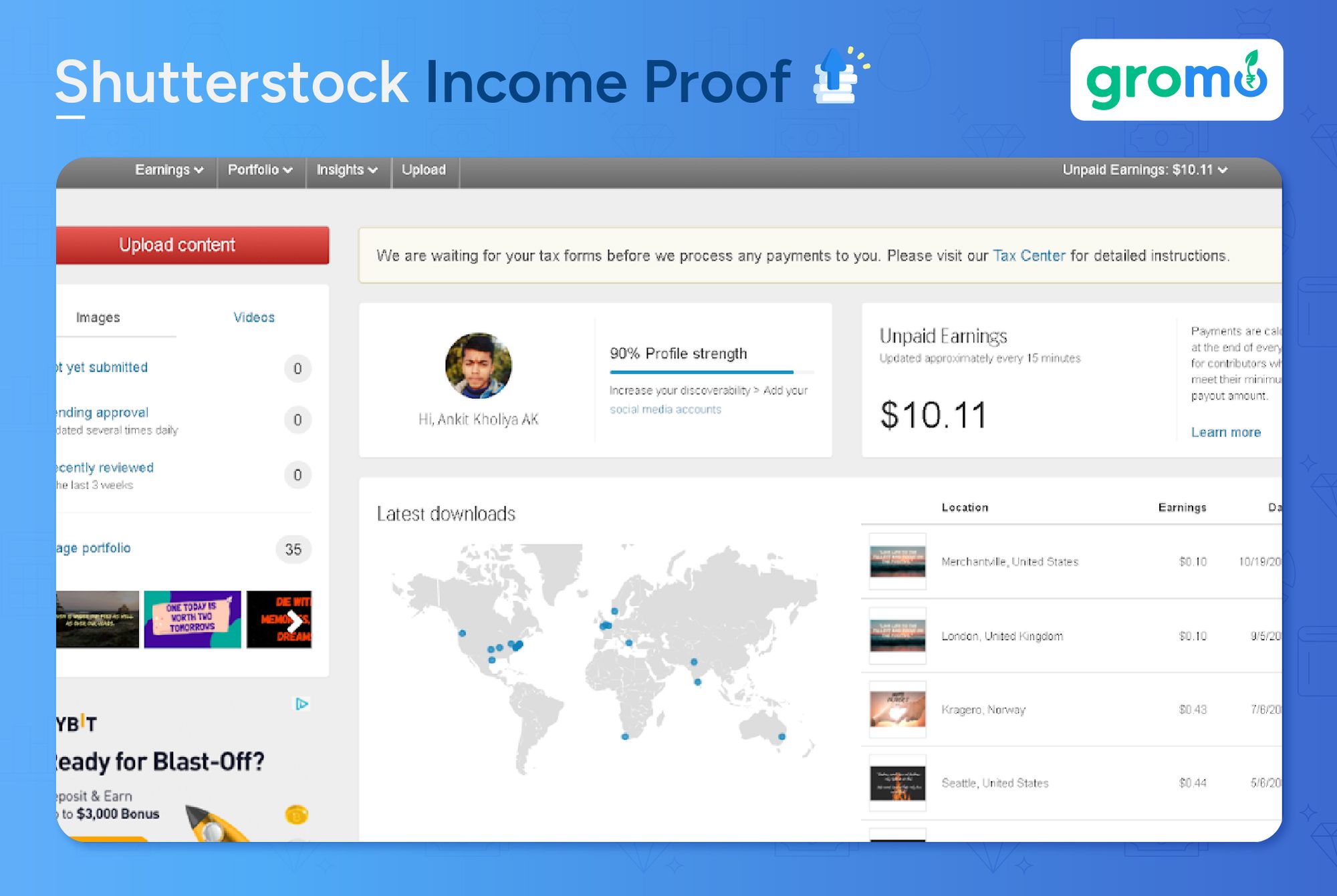 Shutterstock Income Proof - Best Ways to Make Money Online - GroMo