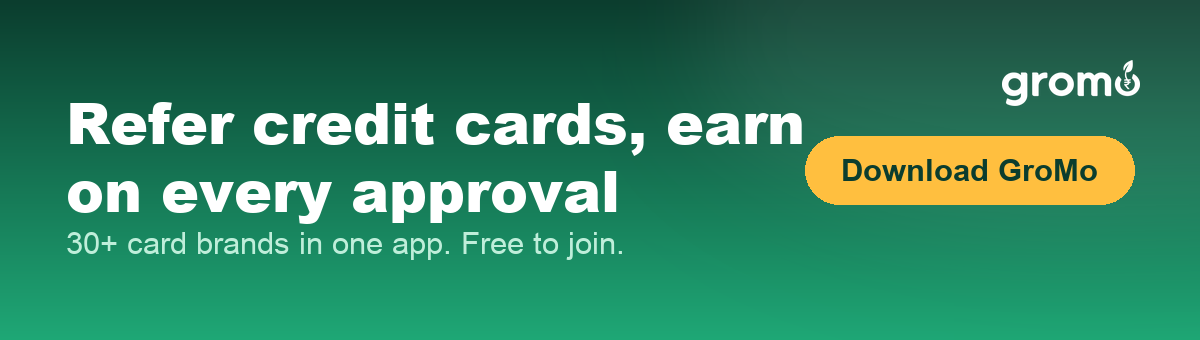 Banner inviting readers to start referring credit cards and earning on every approved card