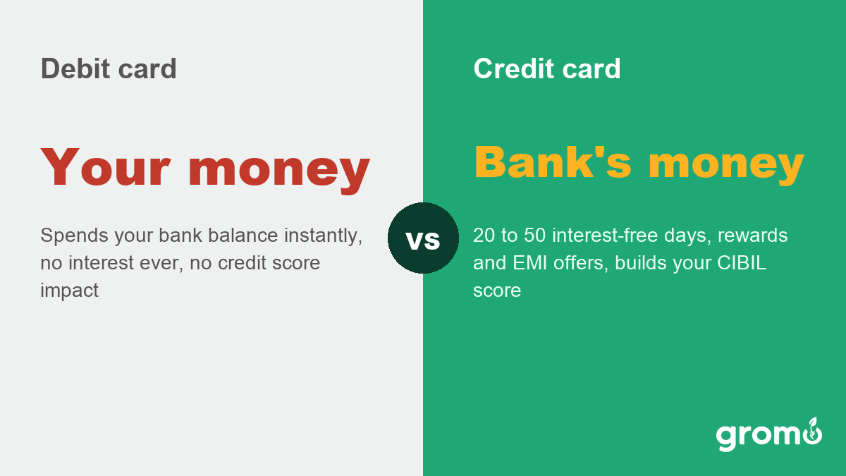 Debit card versus credit card compared: your money versus the bank's money