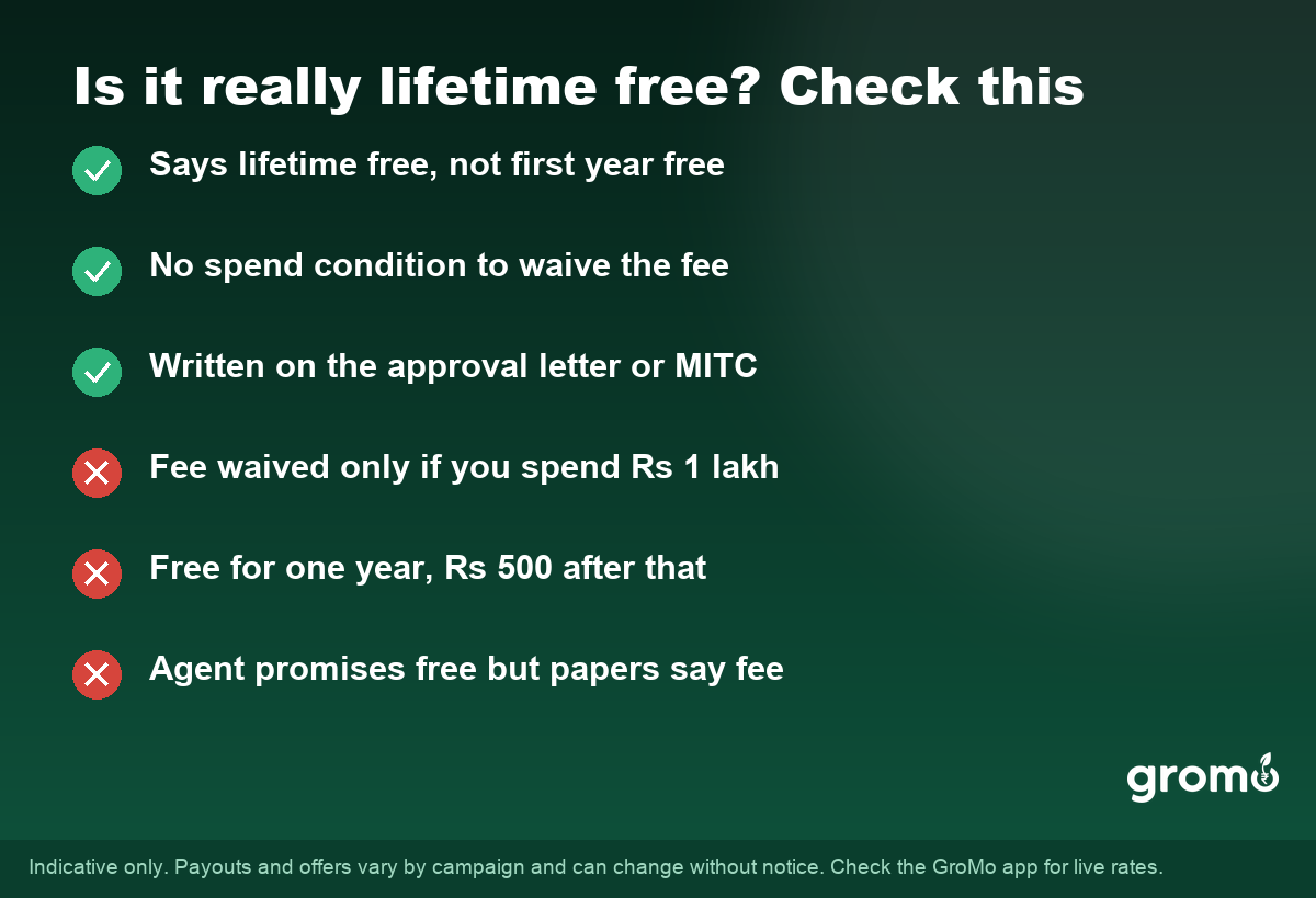 Checklist to confirm a credit card is really lifetime free and not first year free