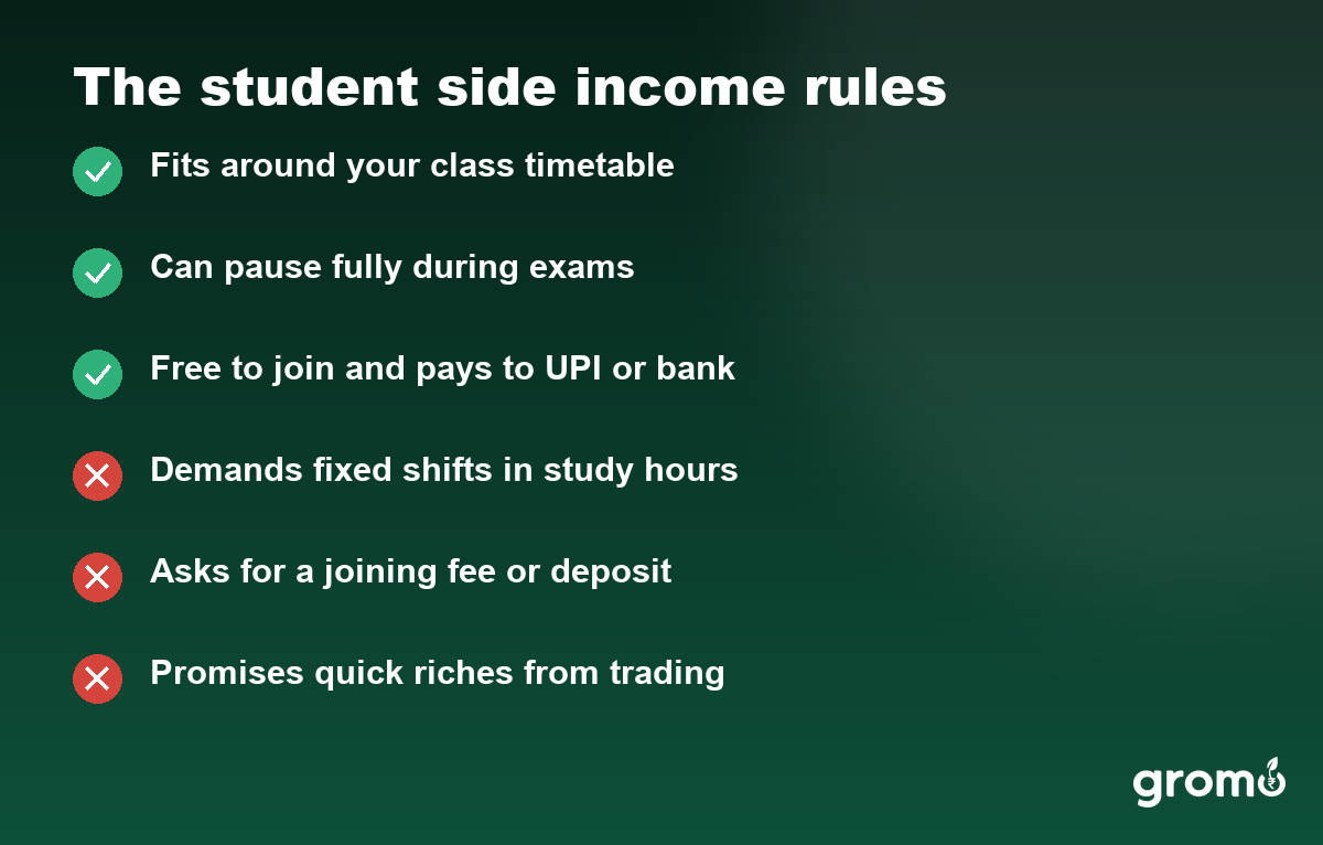 Rules for choosing a student side income that fits around studies and avoids scams
