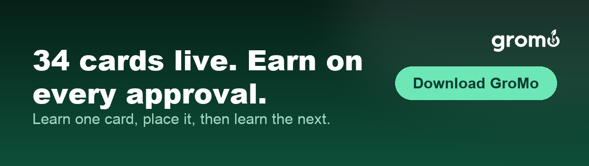 Banner inviting readers to join GroMo and earn commission on every approved credit card