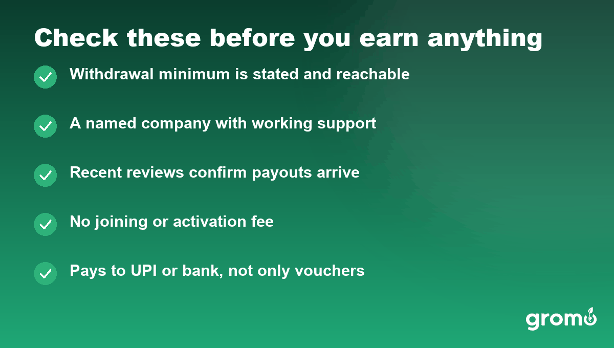 Three checks before you start earning
