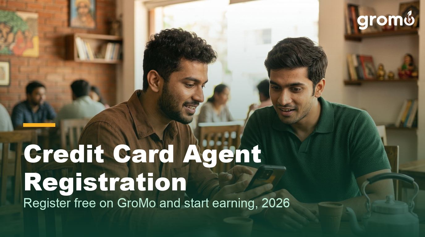 GroMo credit card agent showing card options to a customer after registration