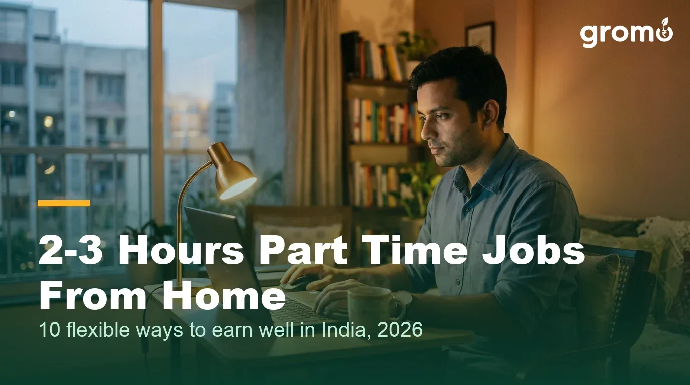Indian professional doing a 2 to 3 hours part time job from home in the evening
