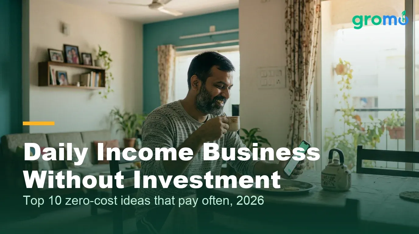 Indian man checking daily income payments from his zero investment home business