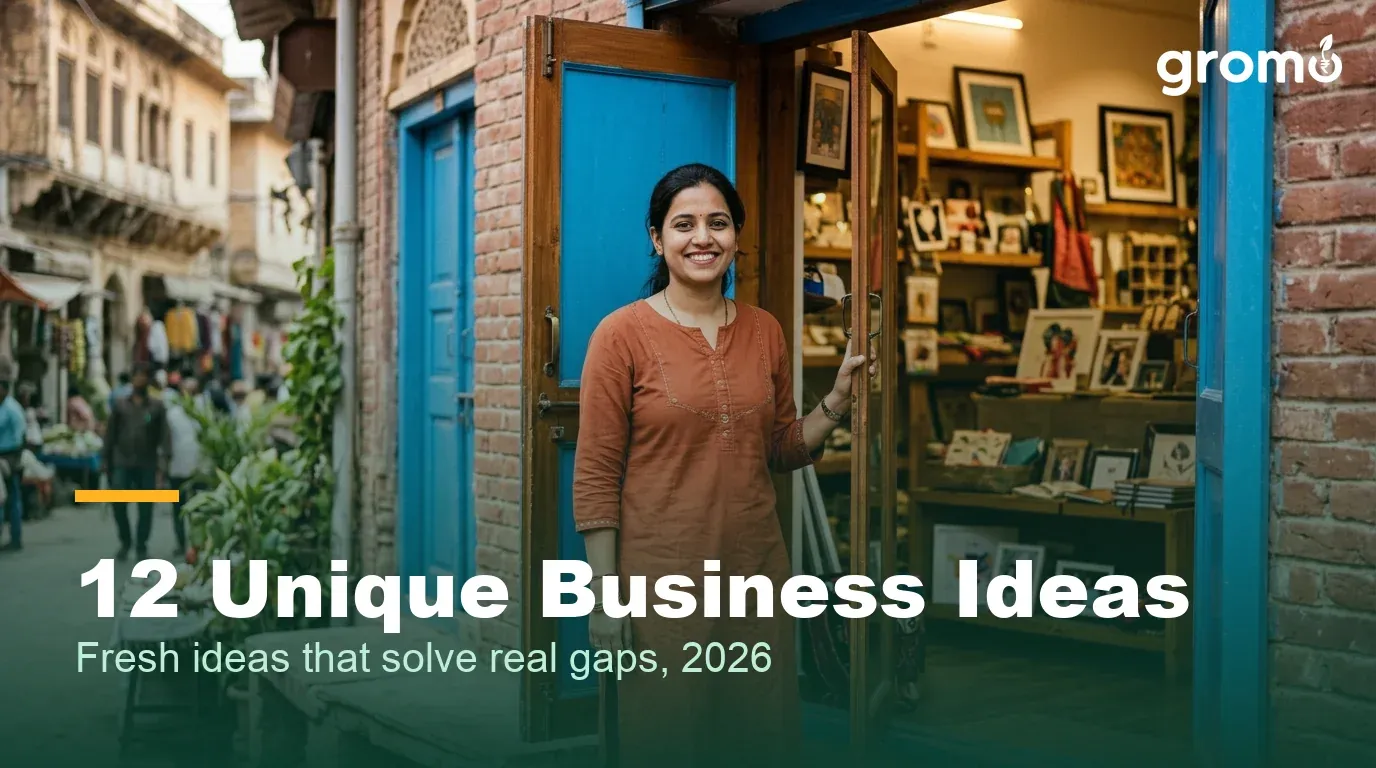 Indian entrepreneur at her unique small business studio with personalised gifts