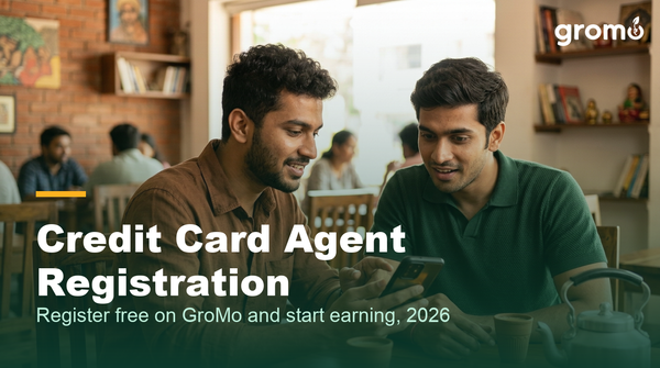 GroMo credit card agent showing card options to a customer after registration