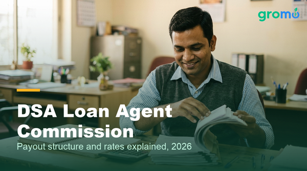 Indian DSA loan agent calculating his commission payouts at his desk