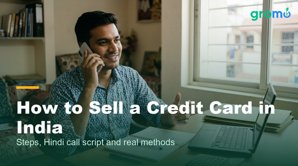Indian credit card agent selling a credit card to a customer on a phone call