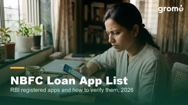 Indian woman verifying an NBFC registered loan app against the RBI list
